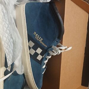 Bally Men's Navy and White Sneakers